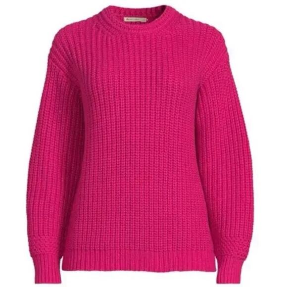 Marine Layer Sweaters - MARINE LAYER pink Oversized Crewneck chunky knit cotton merino wool sweater top